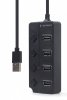 HUB 4-portowy USB 2.0 z przełącznikami, czarny